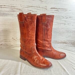 Frye Anna Mid Calf Brown Leather Boots